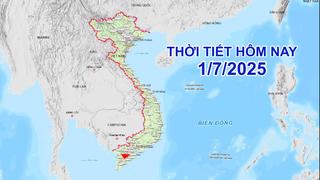 Thời tiết 1/7/2025: Dự báo Bắc Bộ và Thanh Hoá mưa rất lớn, có thể tới 250mm