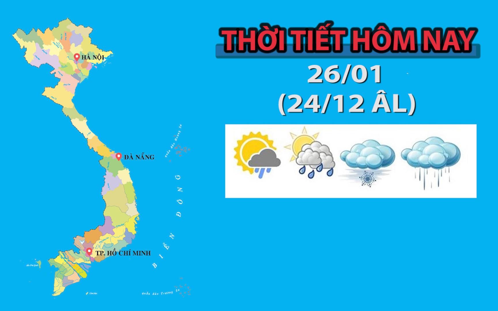 Thời tiết hôm nay 26/1: Khu vực Miền Bắc sáng mưa phùn, trưa chiều nắng ấm