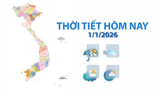 Thời tiết hôm nay 1/1/2026: Bắc Bộ và Bắc Trung Bộ trời rét, Nam Bộ nắng ấm