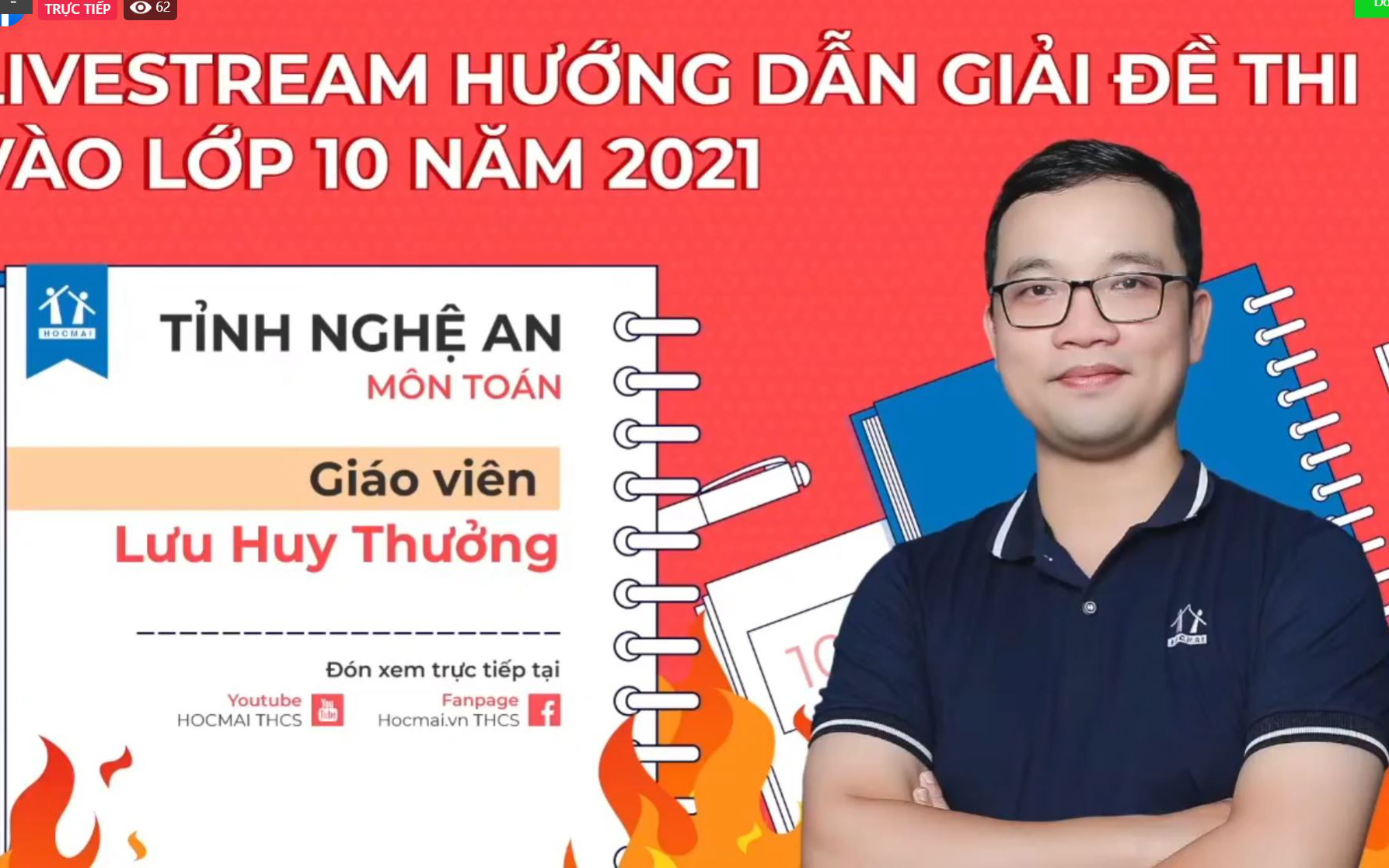 [TRỰC TIẾP] Chữa đề thi vào lớp 10 năm 2021 - tỉnh Nghệ An, môn Toán