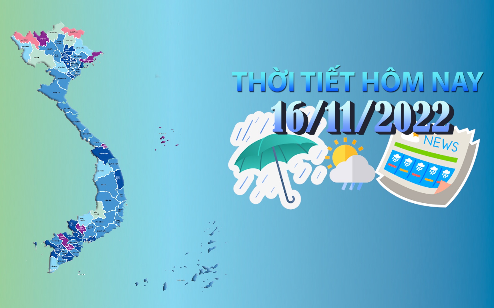 Thời tiết hôm nay 16/11/2022: Bắc Bộ sáng sớm trời lạnh, có mưa rào và dông vài nơi