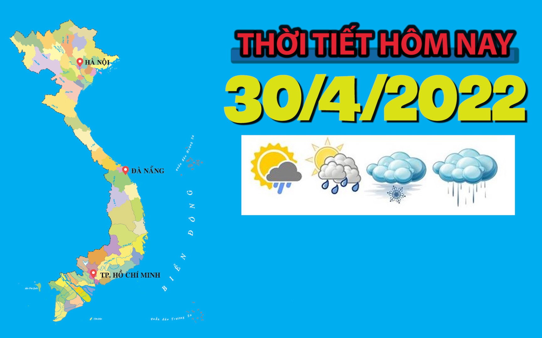 Thời tiết hôm nay 30/4/2022: Hà Nội nhiều mây, có lúc có mưa